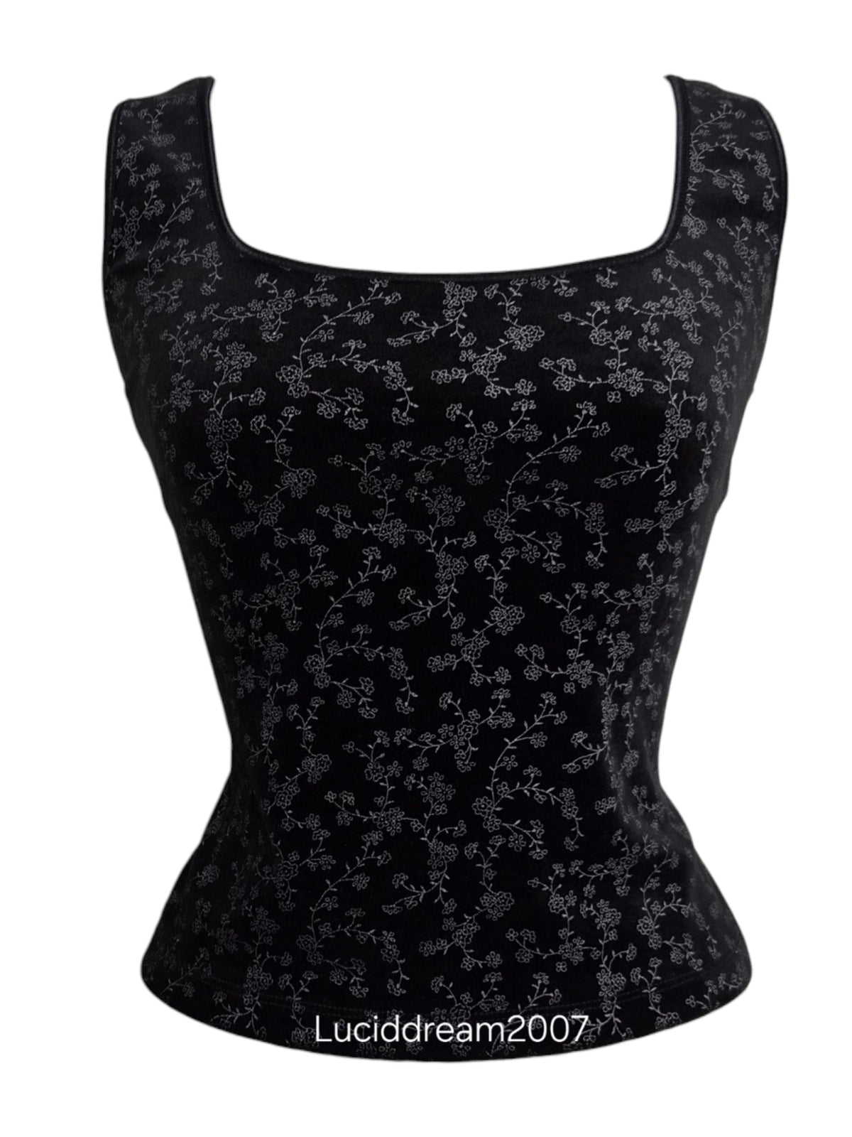 Haut motif velours dos lacé