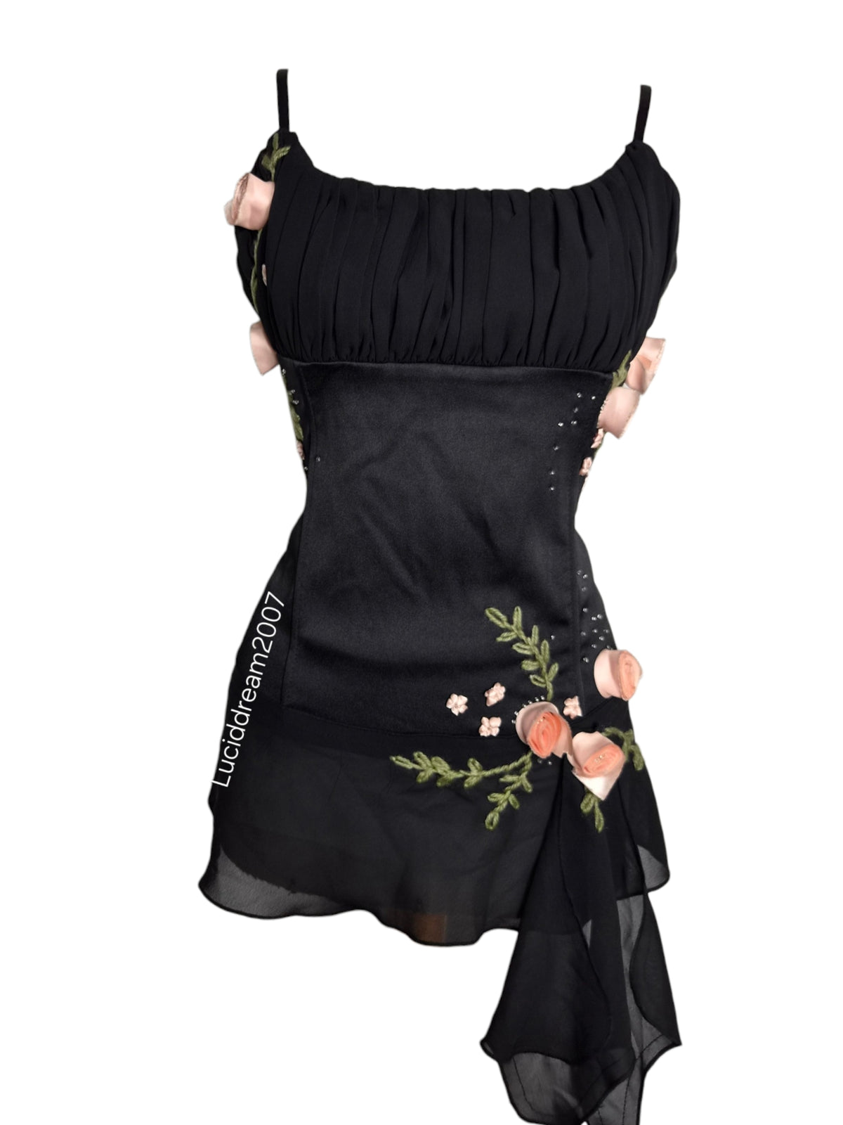 Haut asymétrique avec fleurs 3D