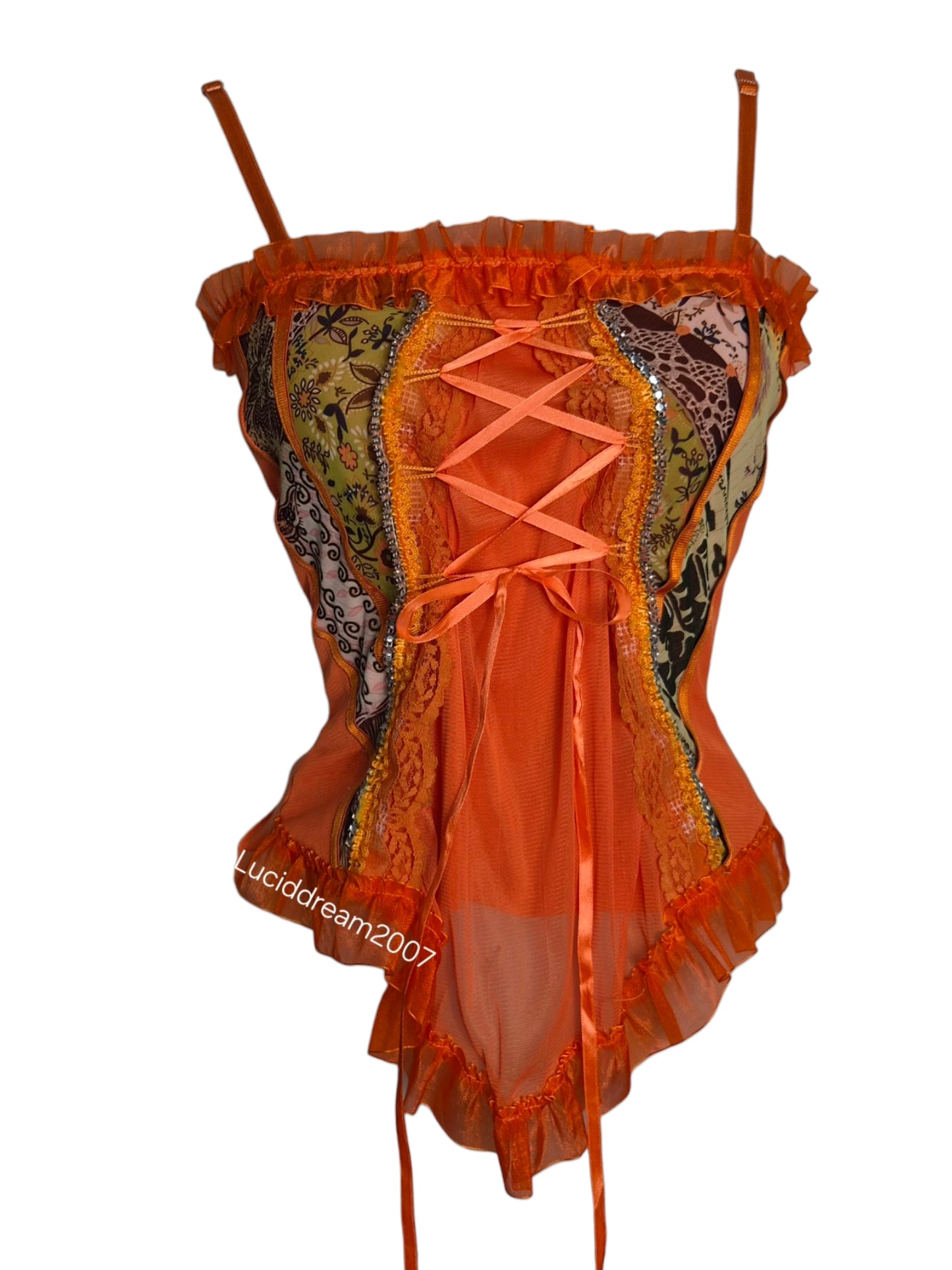 Haut asymétrique à laçage orange