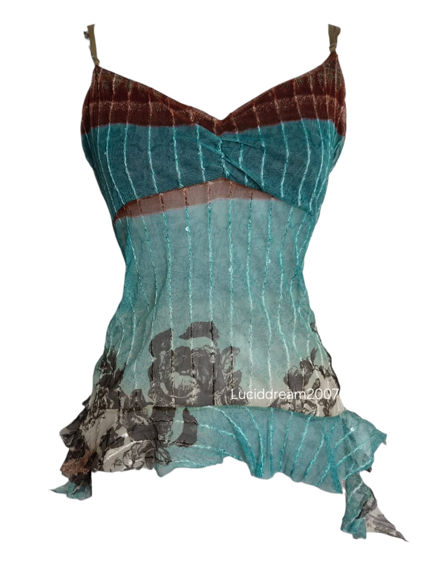 Haut en voile tons bleu et marron