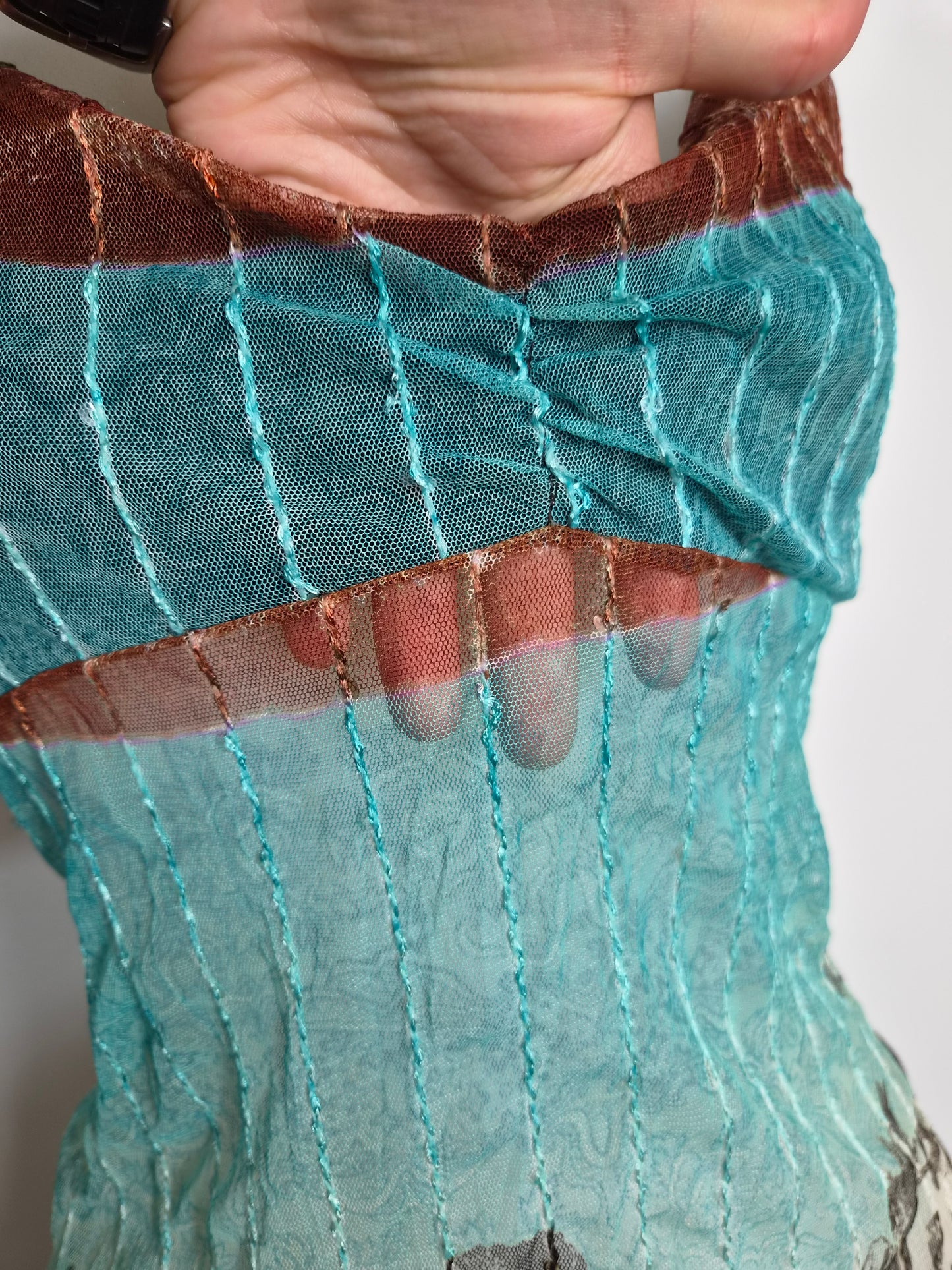 Haut en voile tons bleu et marron