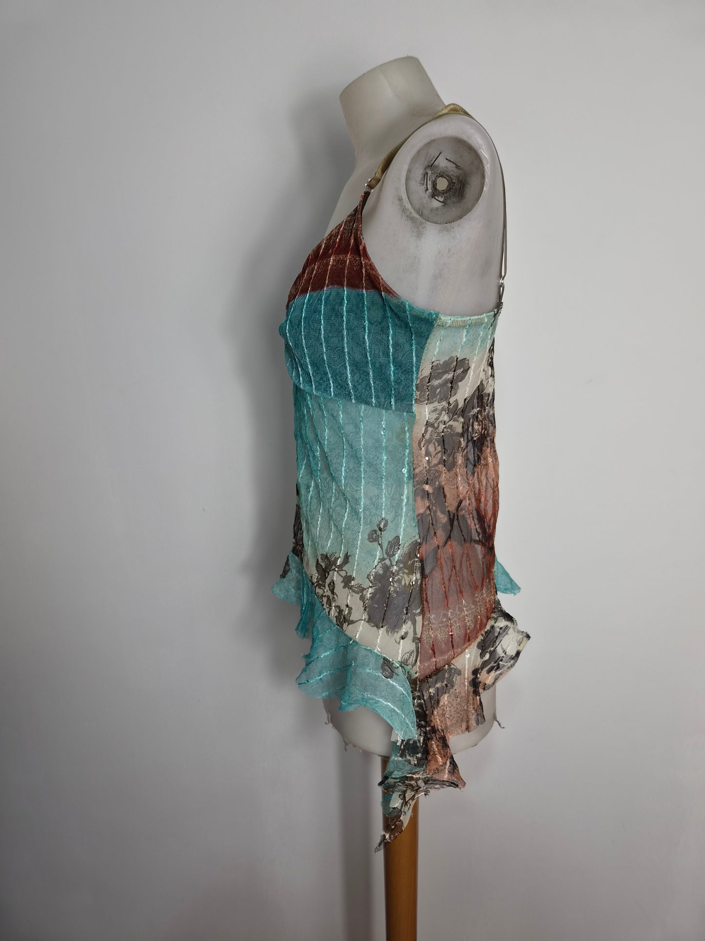 Haut en voile tons bleu et marron