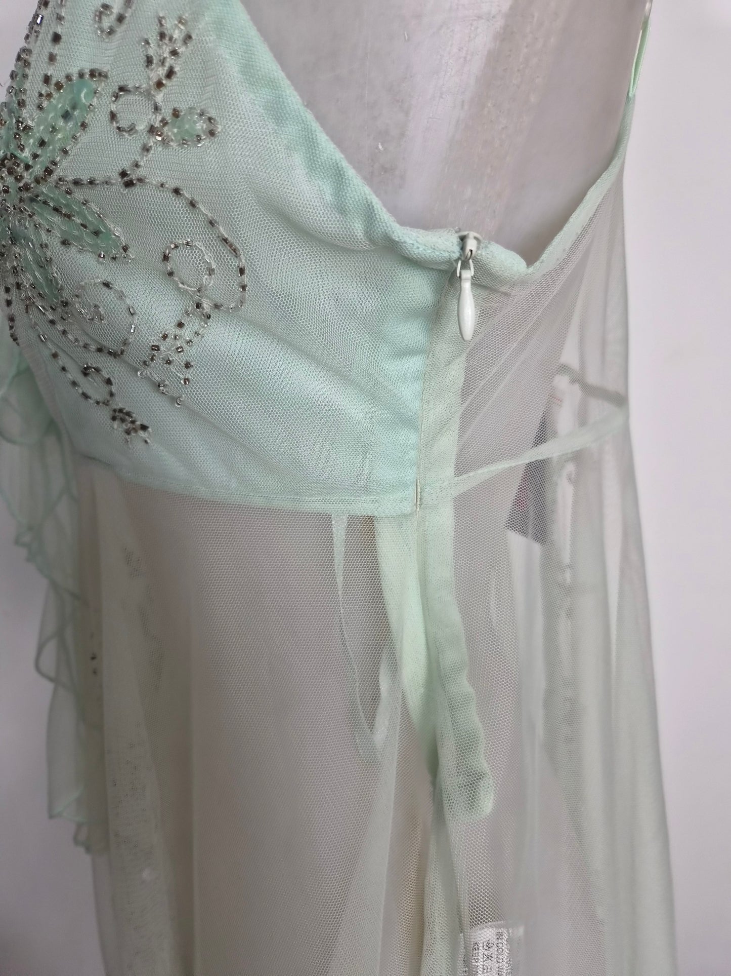 Haut en voile asymétrique brodé bleu