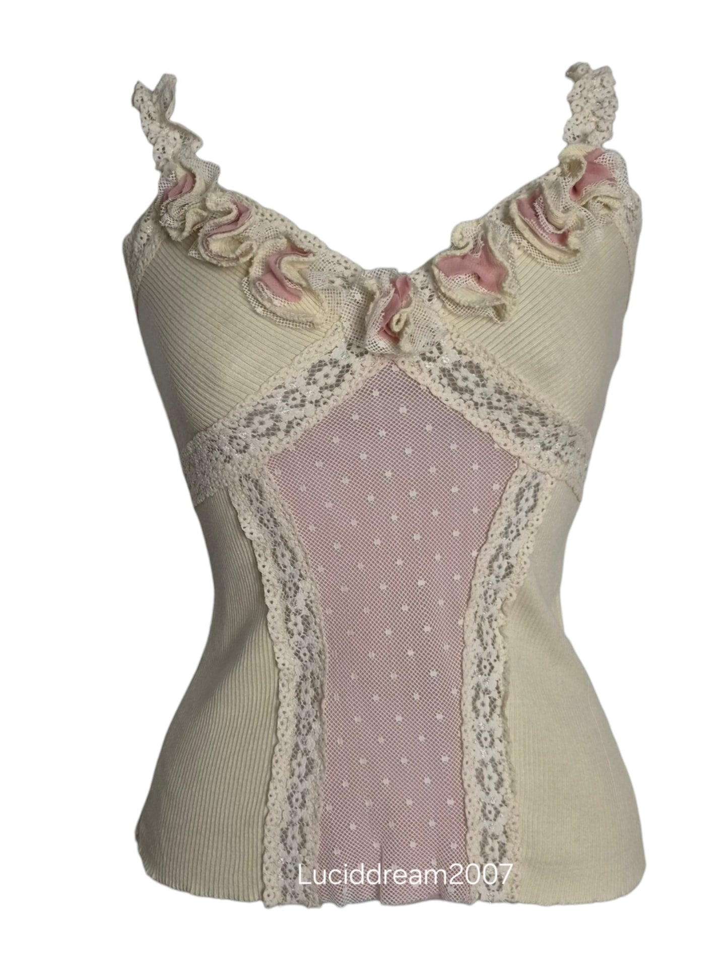 Haut beige et rose détails fleurs