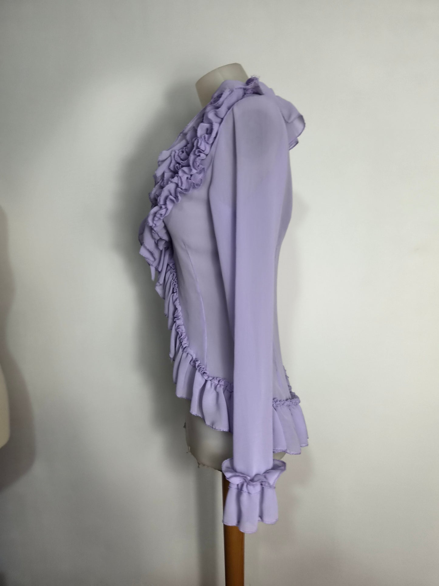 Lilac ruffled voile blouse
