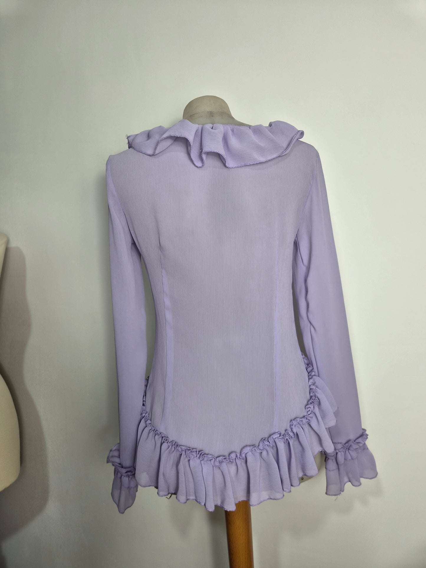 Lilac ruffled voile blouse
