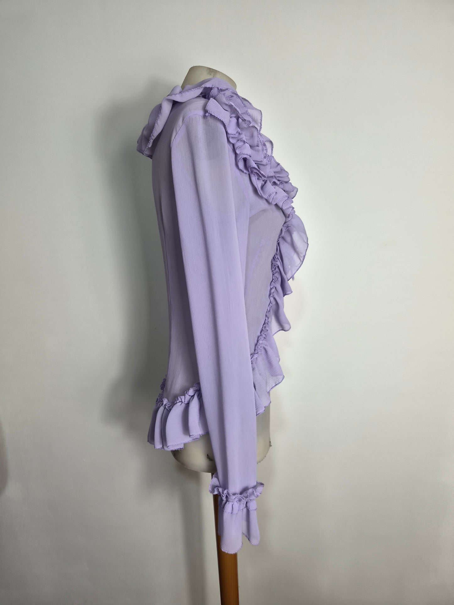 Lilac ruffled voile blouse