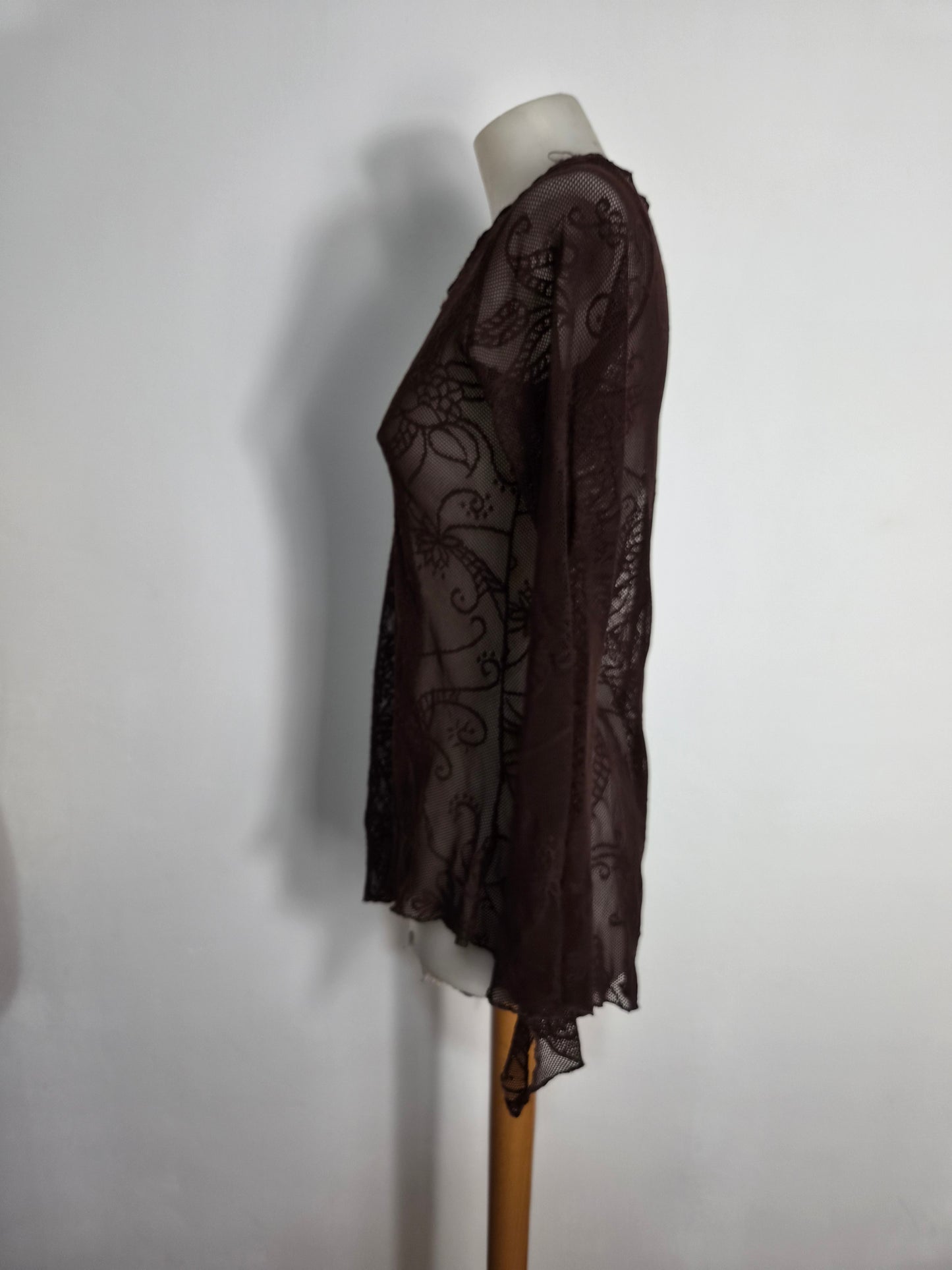Haut asymétrique en dentelle marron