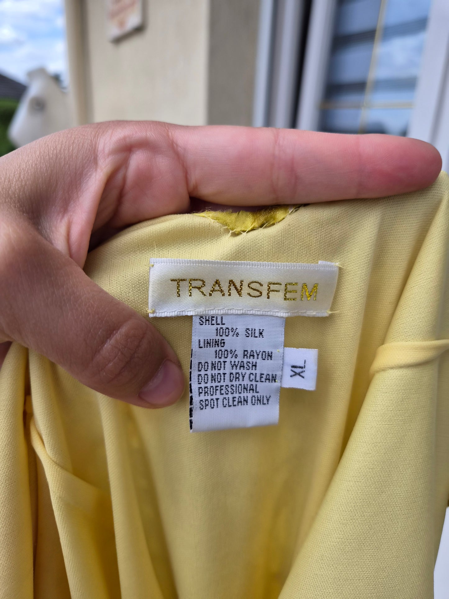Embroidered yellow silk dress