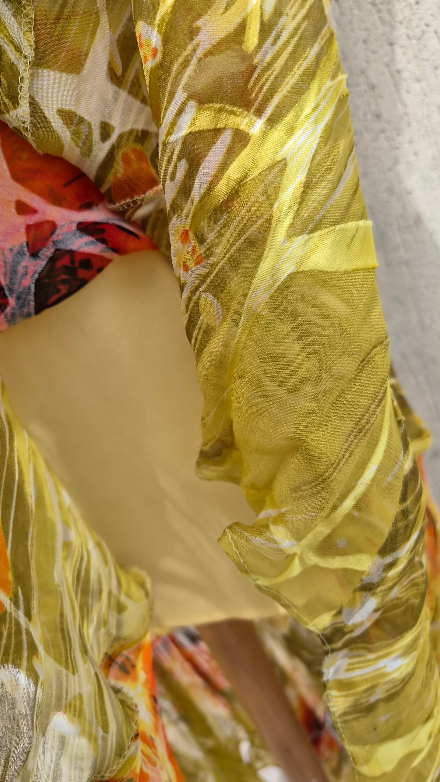 Embroidered yellow silk dress