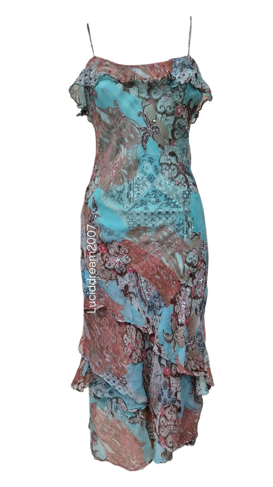 Robe en voile bleue René Derhy