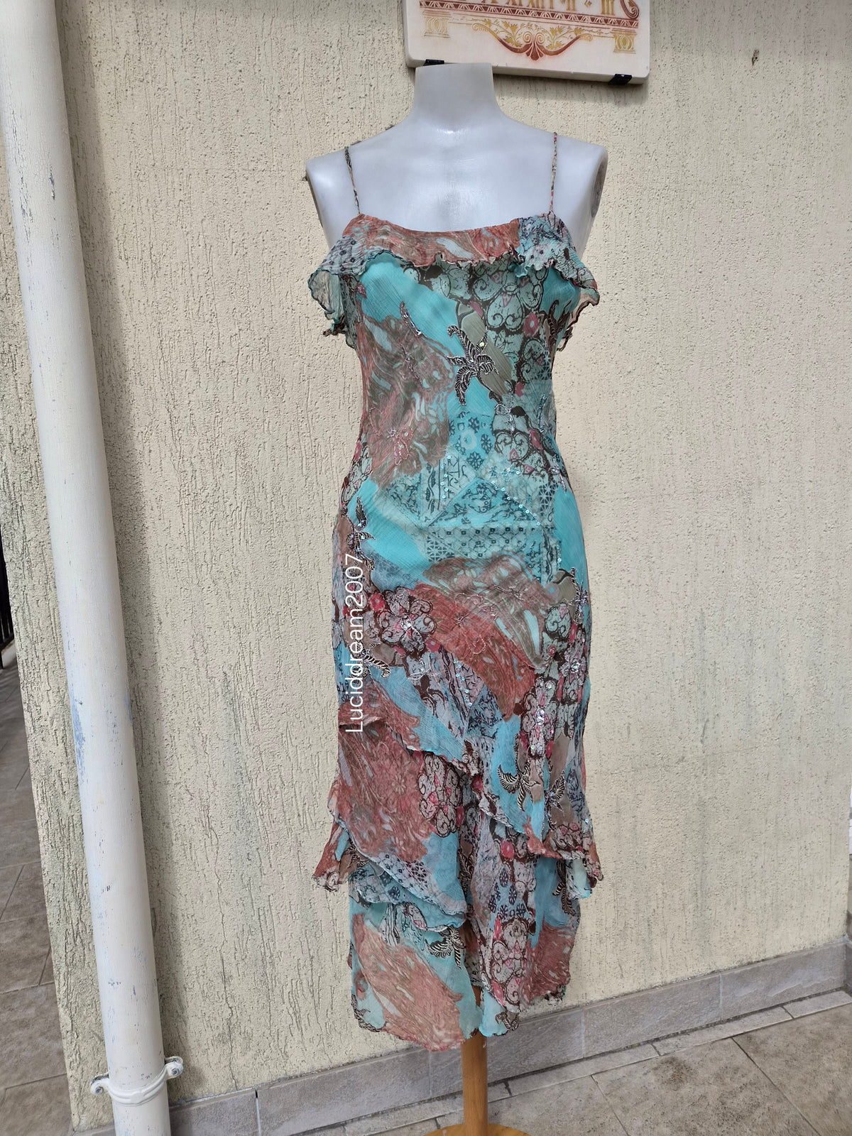 Robe en voile bleue René Derhy