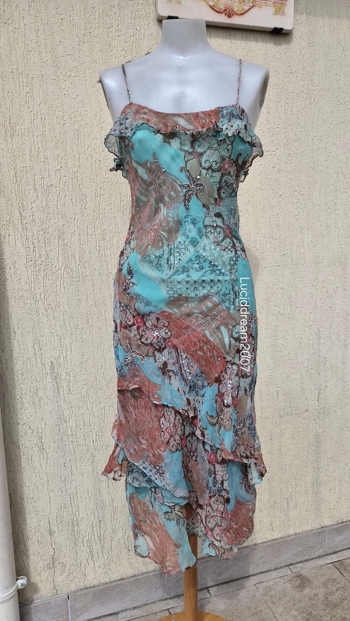 Robe en voile bleue René Derhy