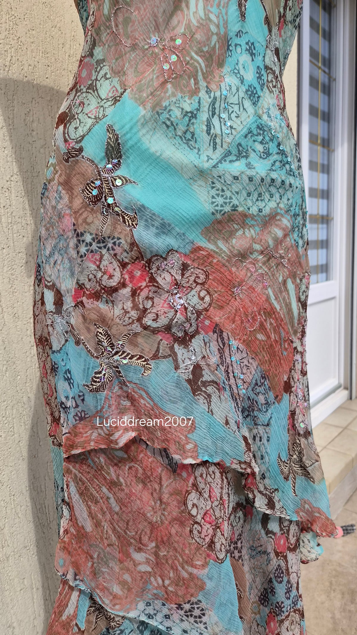 Robe en voile bleue René Derhy