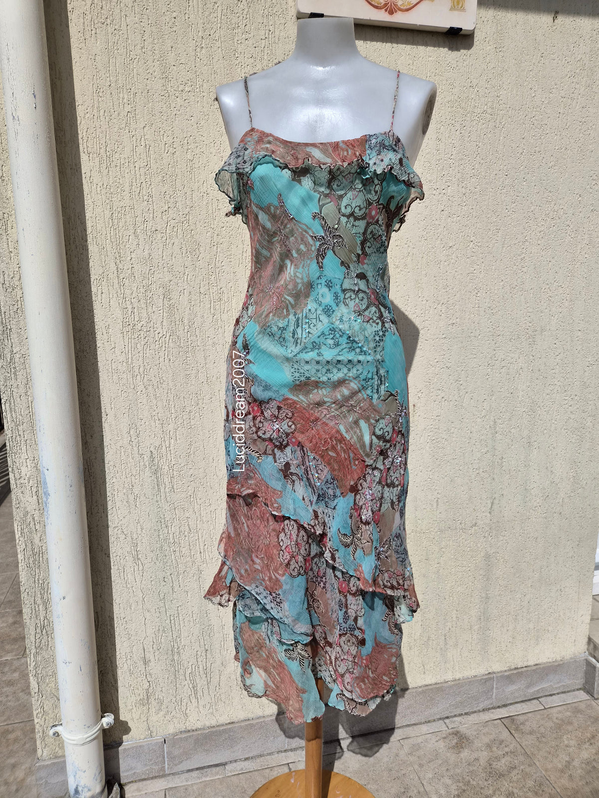 Robe en voile bleue René Derhy