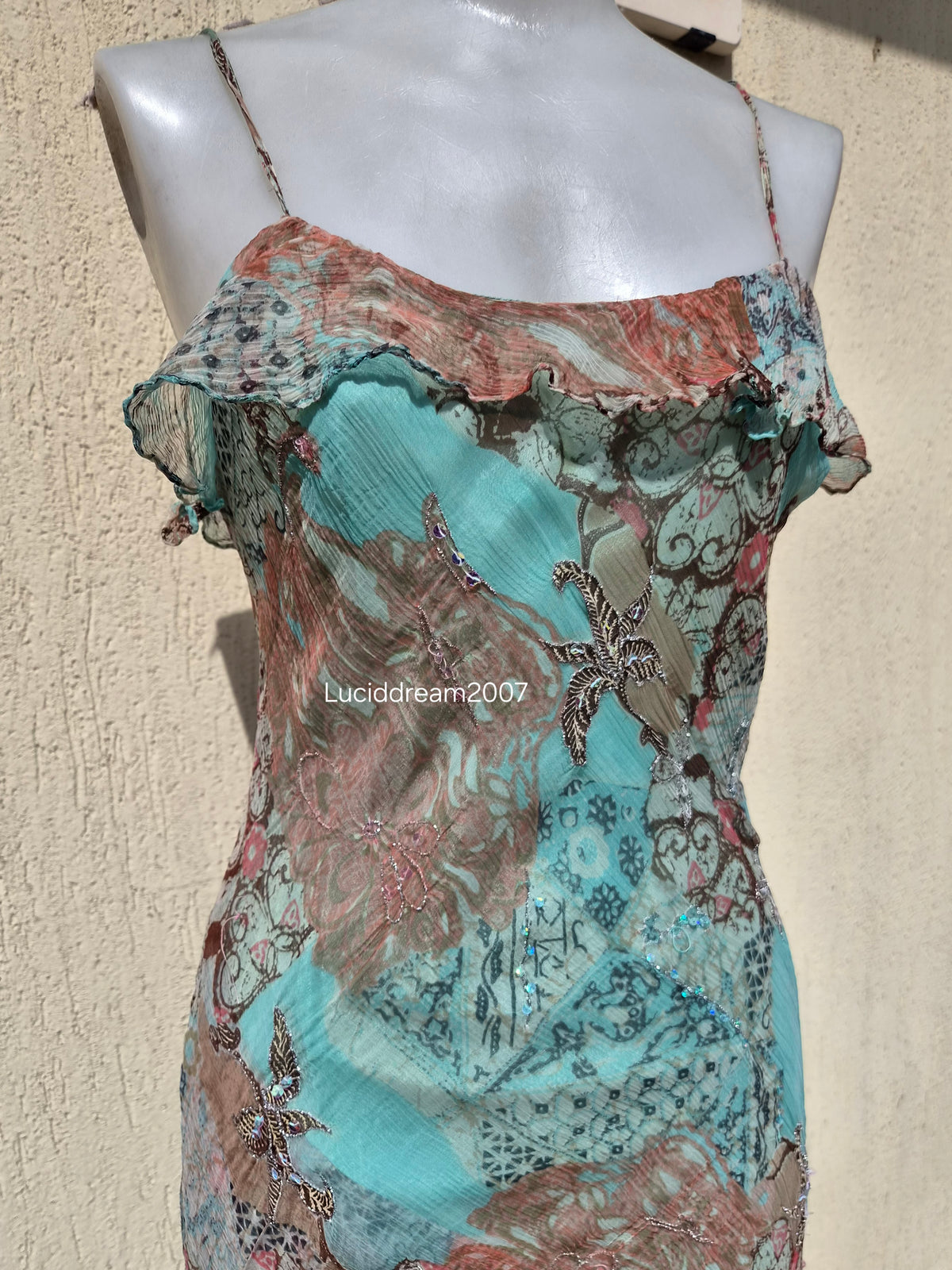 Robe en voile bleue René Derhy