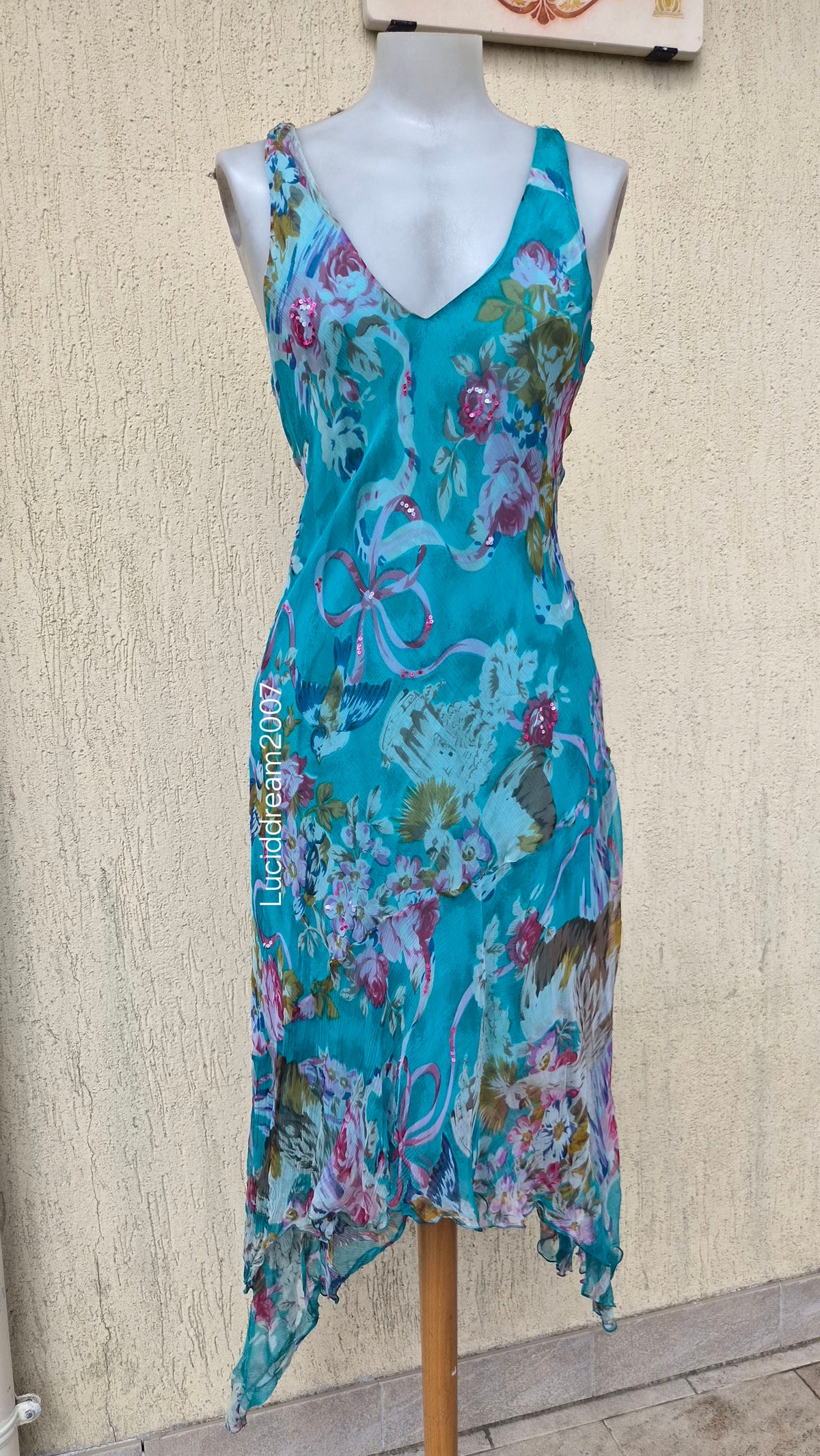 Robe en voile fleurie bleu René derhy