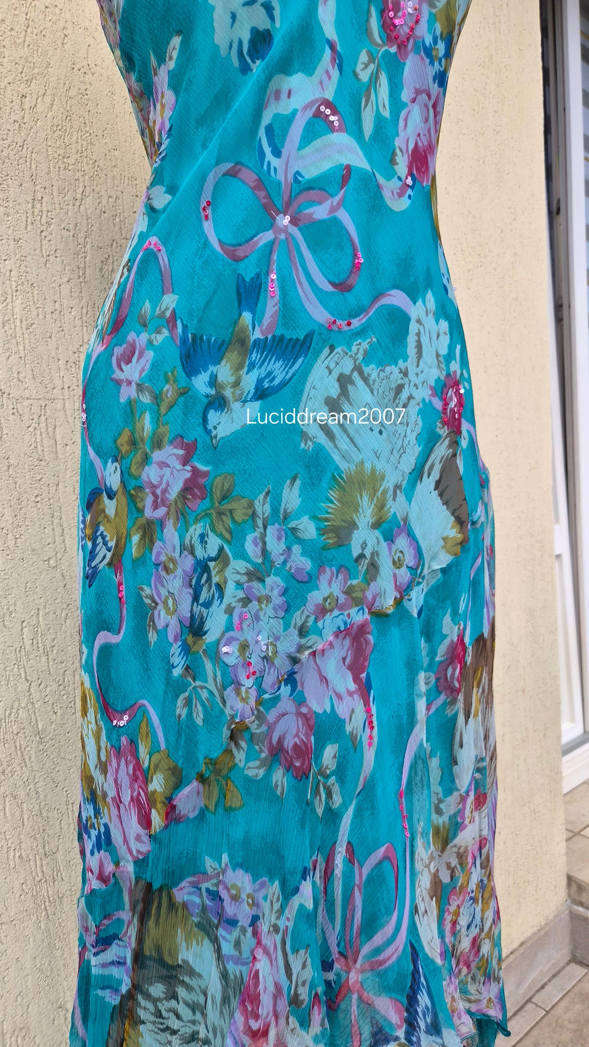 Robe en voile fleurie bleu René derhy