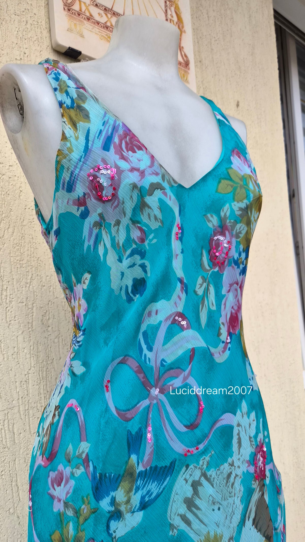 Robe en voile fleurie bleu René derhy