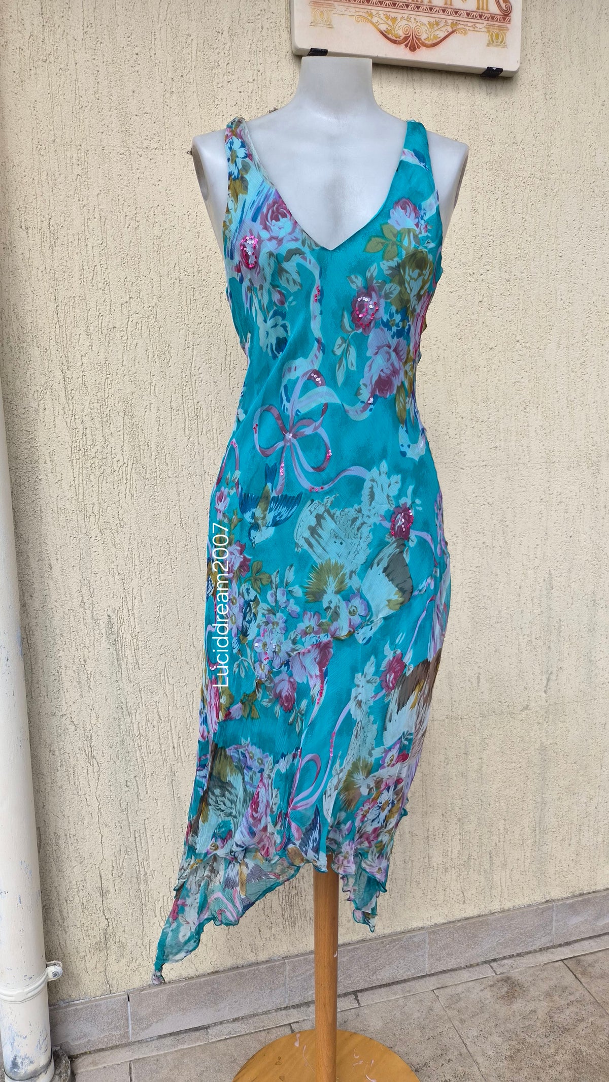 Robe en voile fleurie bleu René derhy