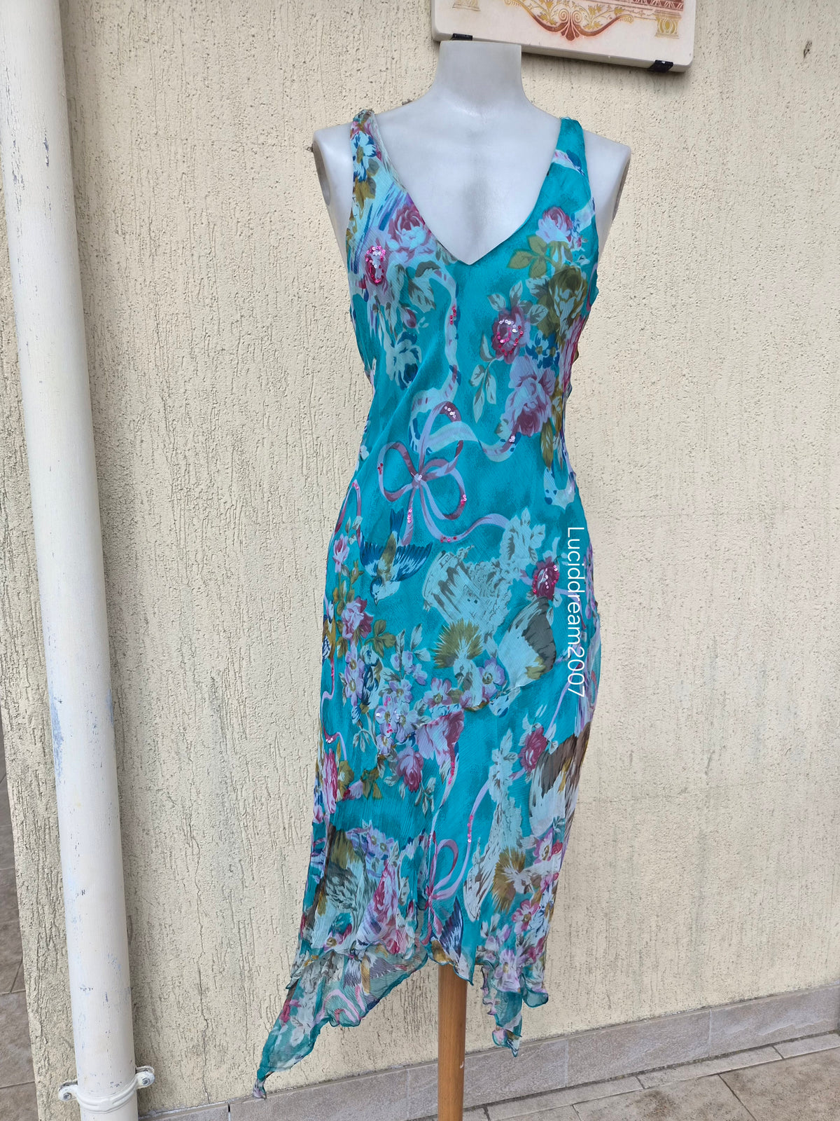 Robe en voile fleurie bleu René derhy