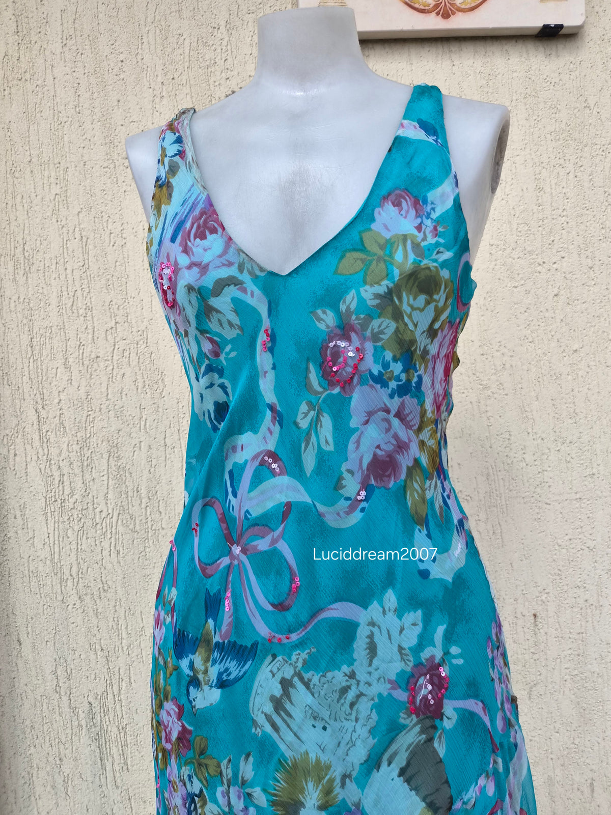 Robe en voile fleurie bleu René derhy