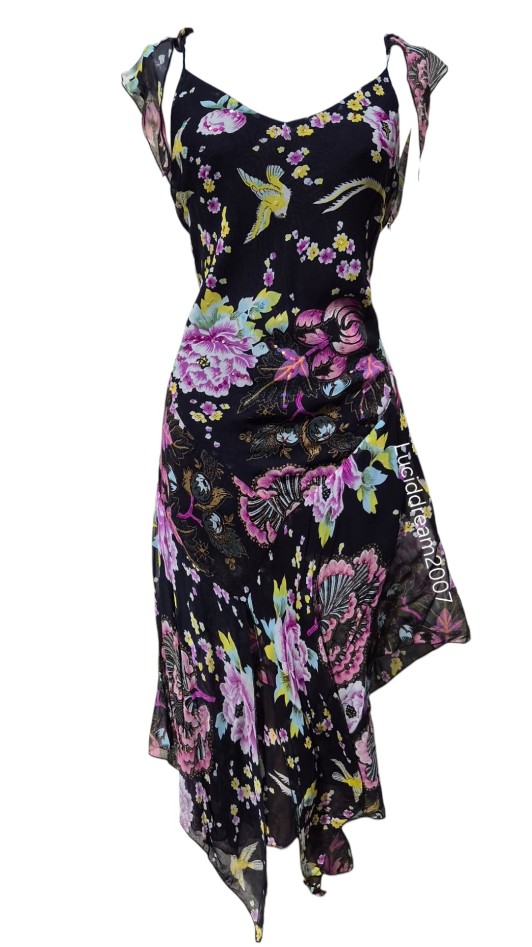 Robe en voile floral noire René Derhy
