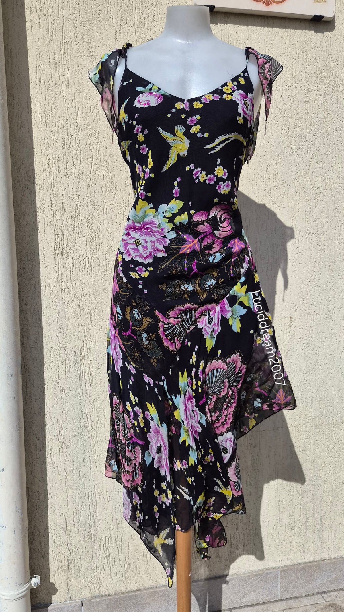 Robe en voile floral noire René Derhy