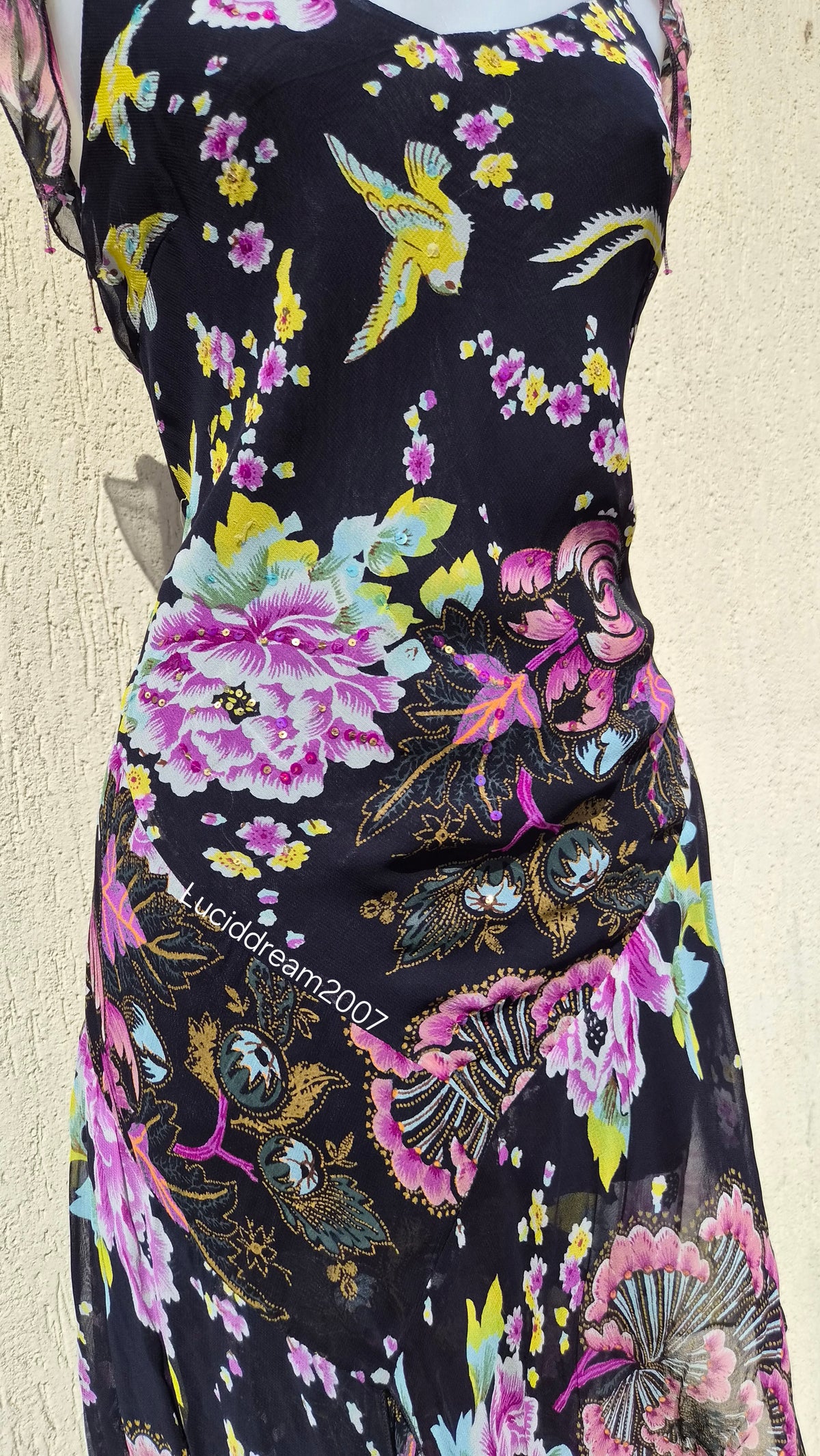 Robe en voile floral noire René Derhy