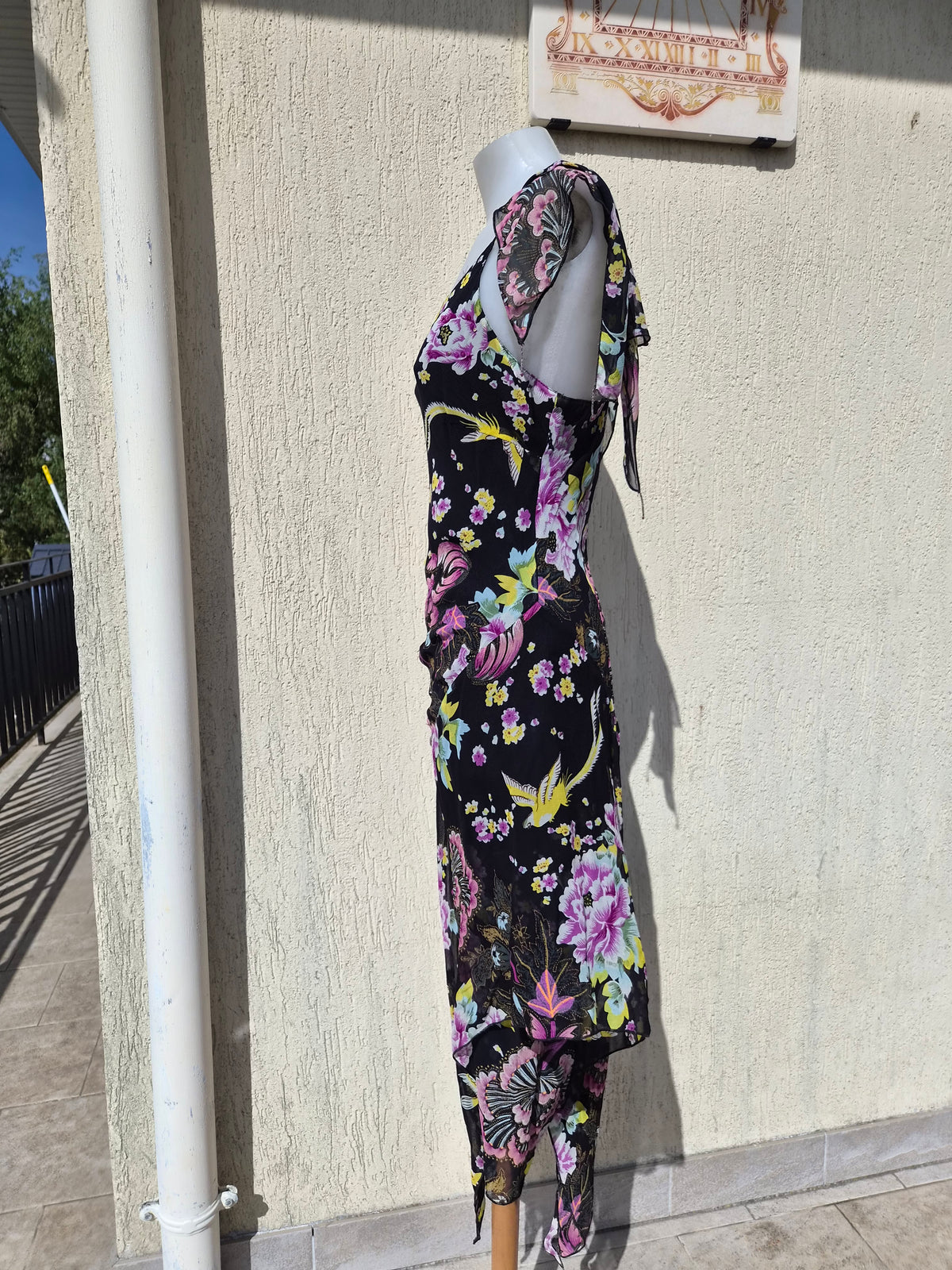 Robe en voile floral noire René Derhy