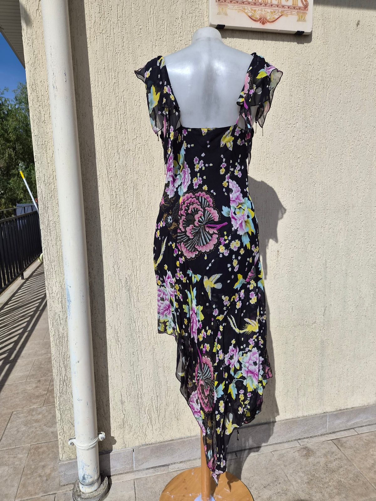 Robe en voile floral noire René Derhy