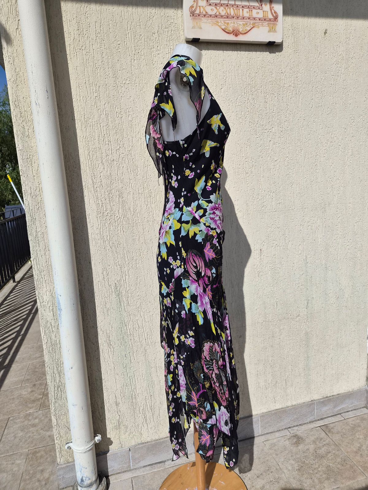 Robe en voile floral noire René Derhy