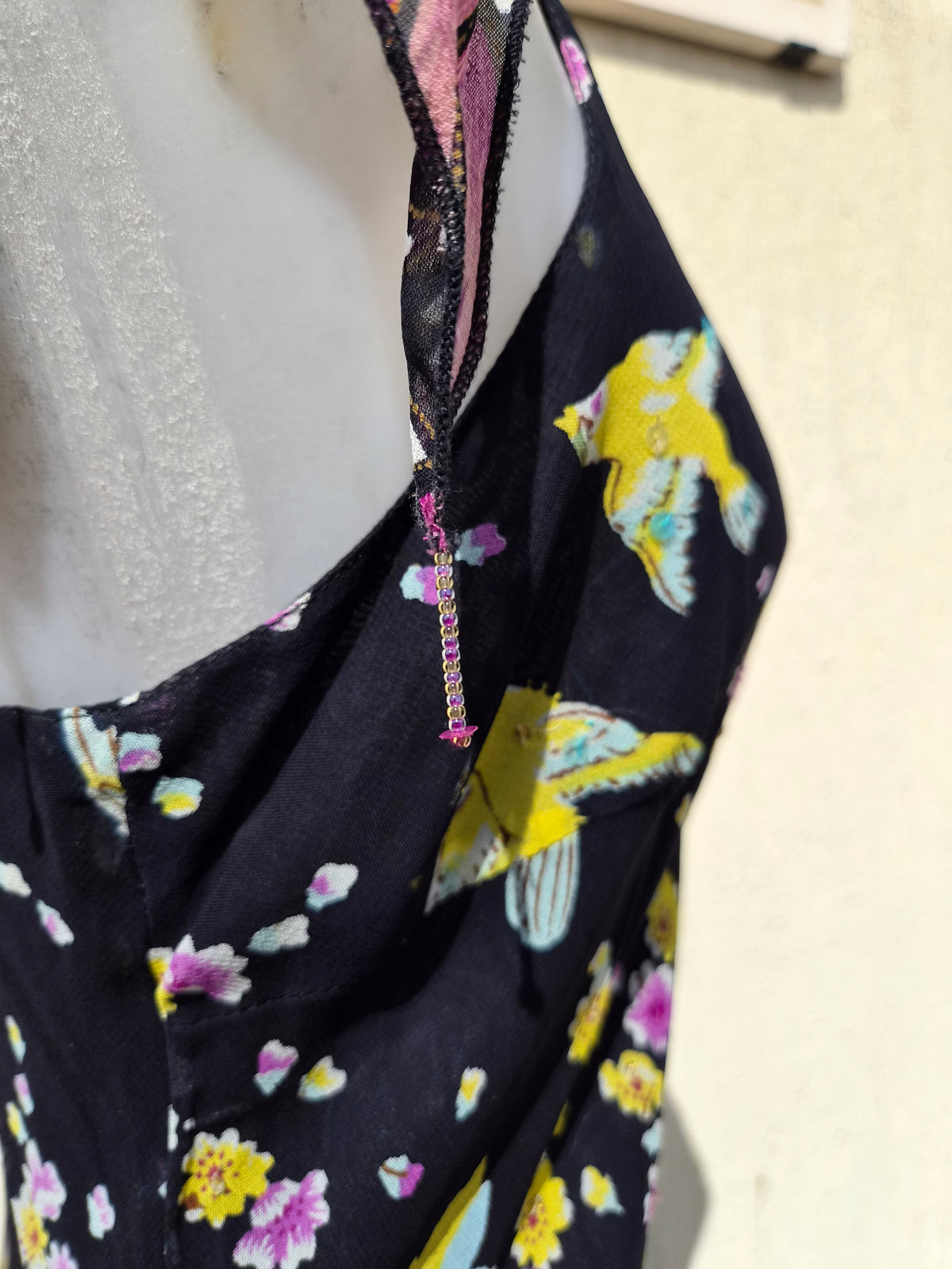 Robe en voile floral noire René Derhy