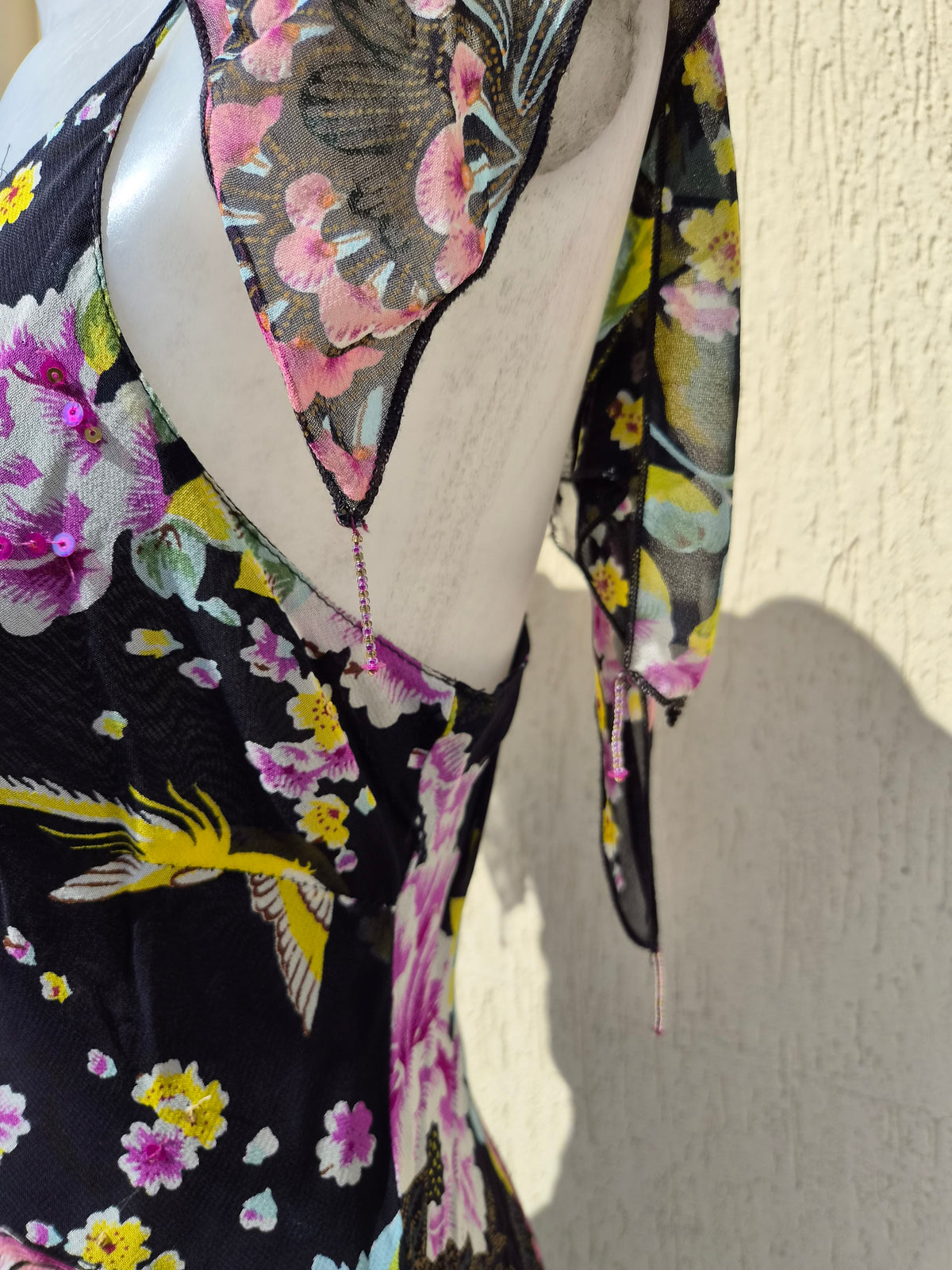 Robe en voile floral noire René Derhy