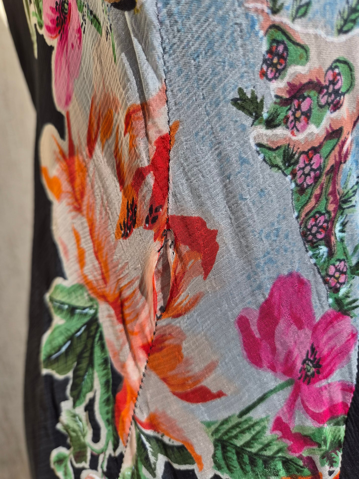 Robe en voile floral noir René Derhy