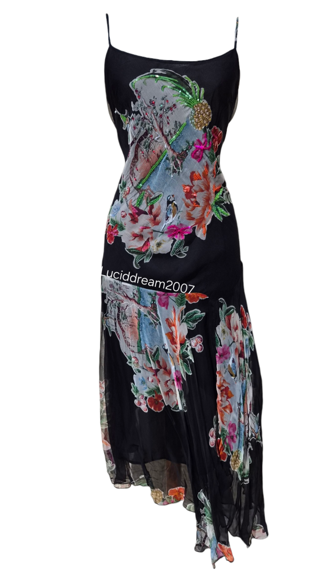 Robe en voile floral noir René Derhy