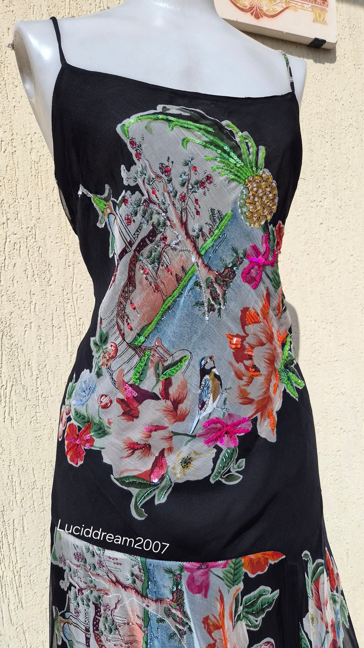 Robe en voile floral noir René Derhy