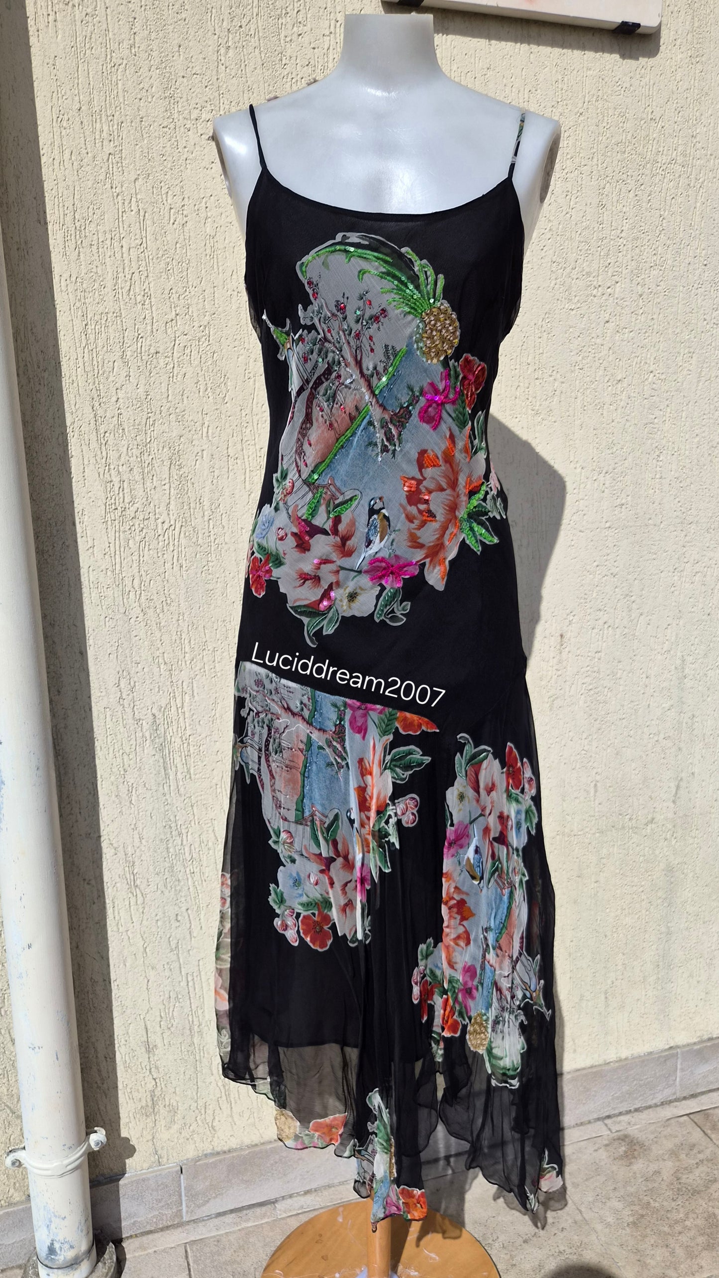 Robe en voile floral noir René Derhy