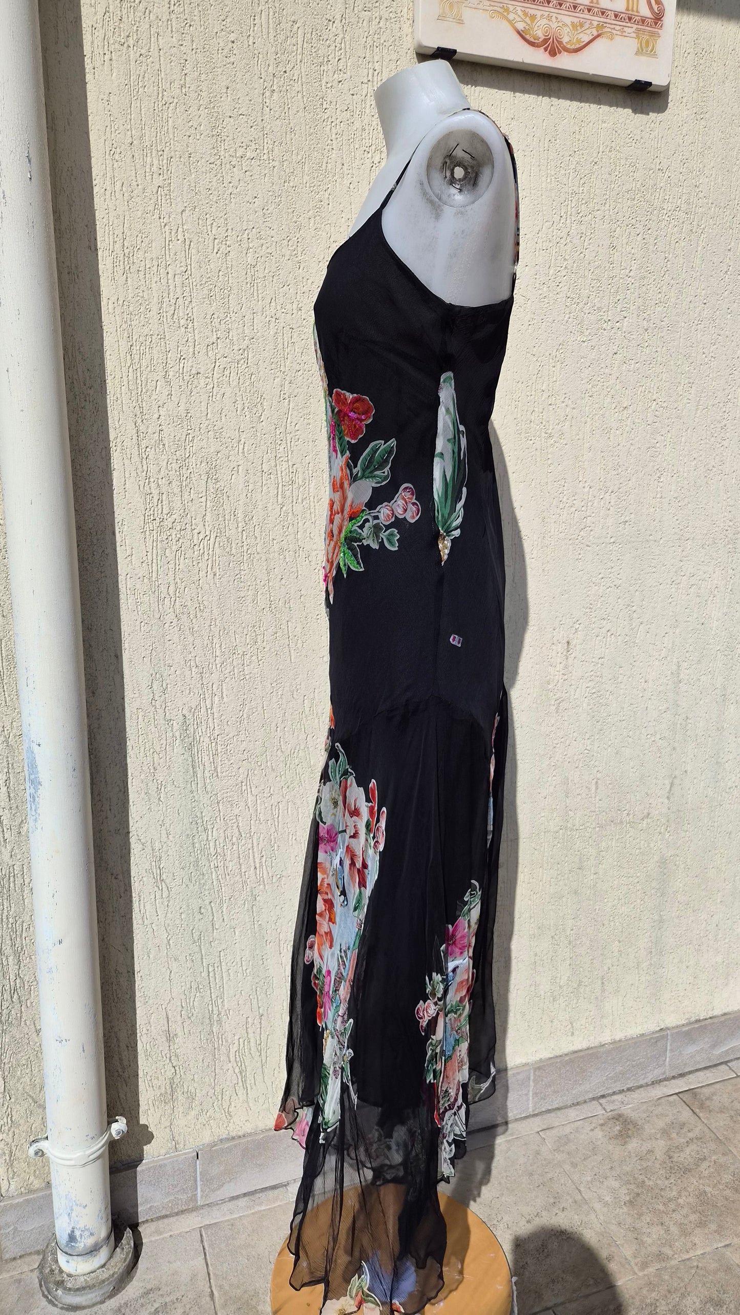 Robe en voile floral noir René Derhy