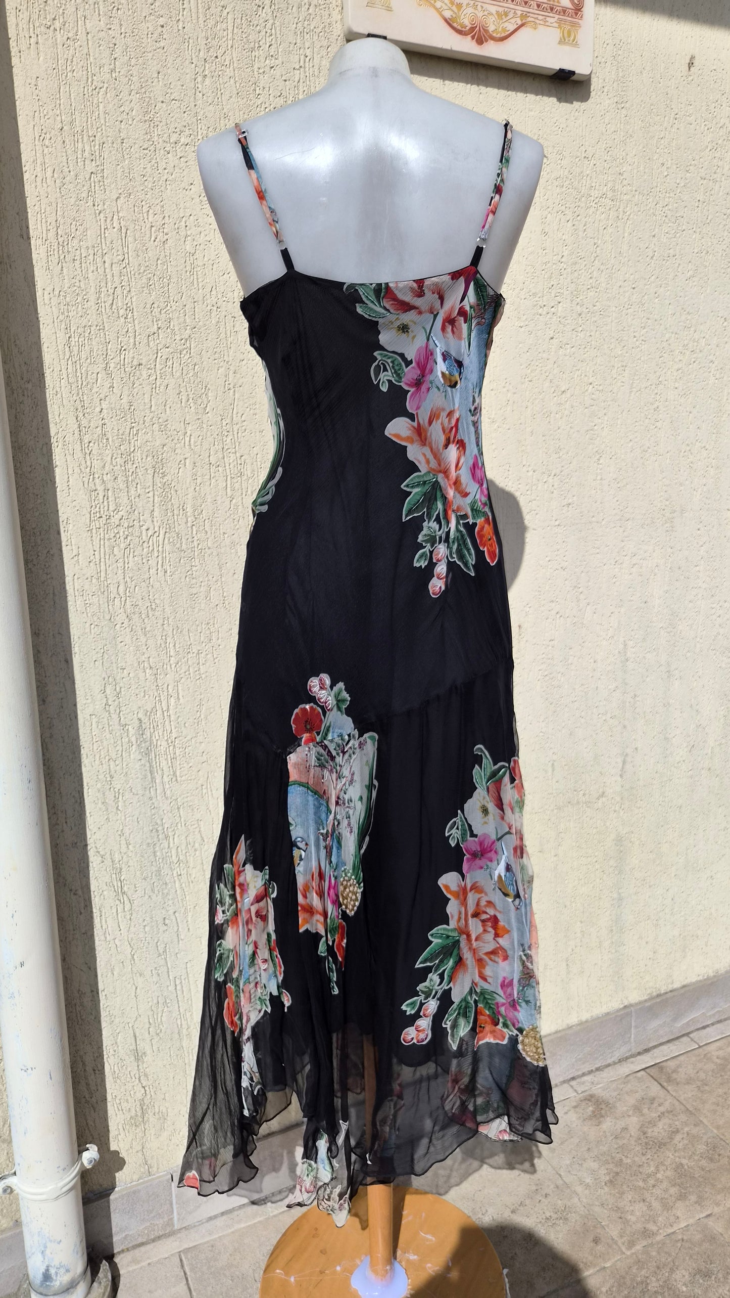 Robe en voile floral noir René Derhy