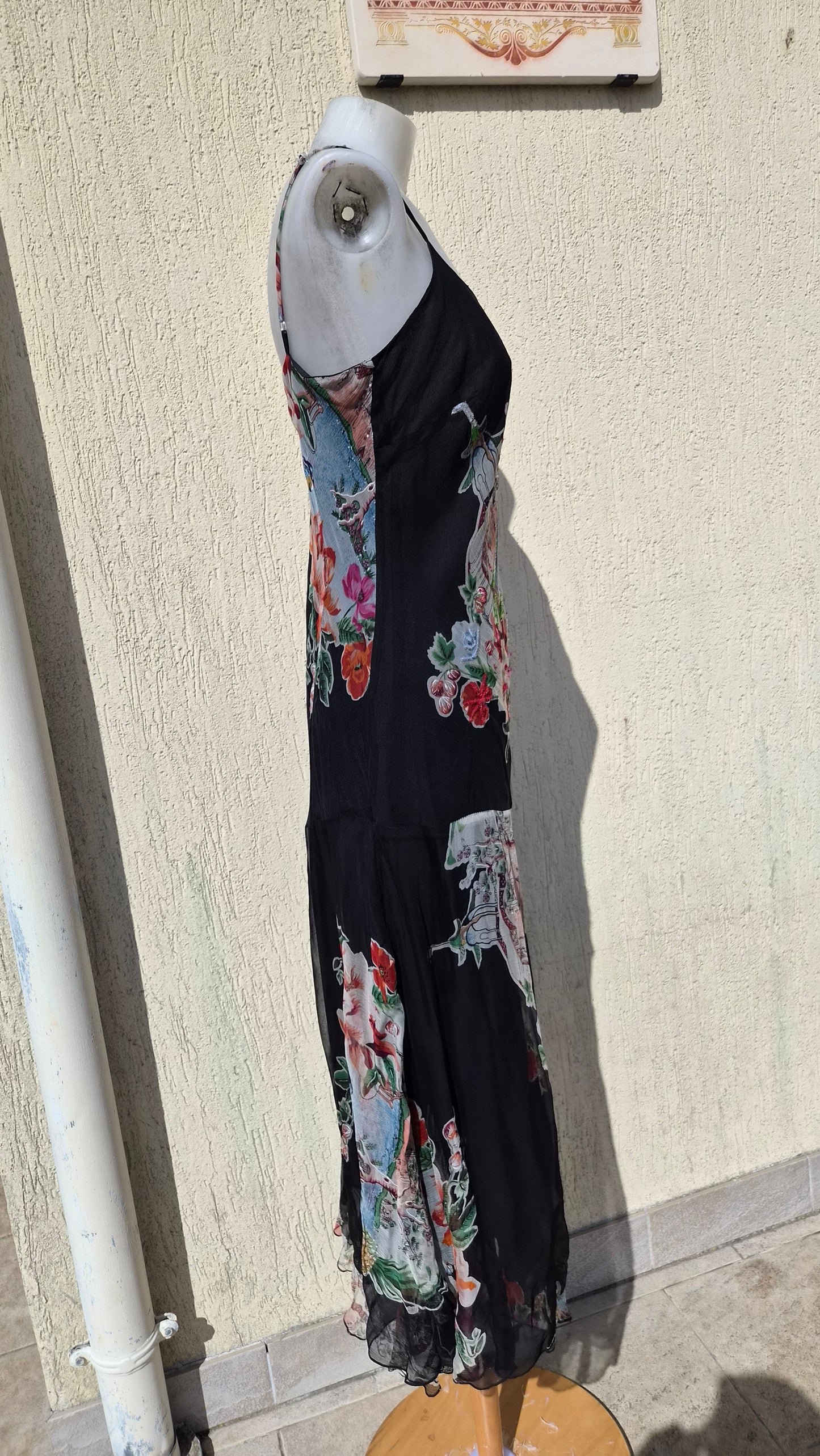 Robe en voile floral noir René Derhy