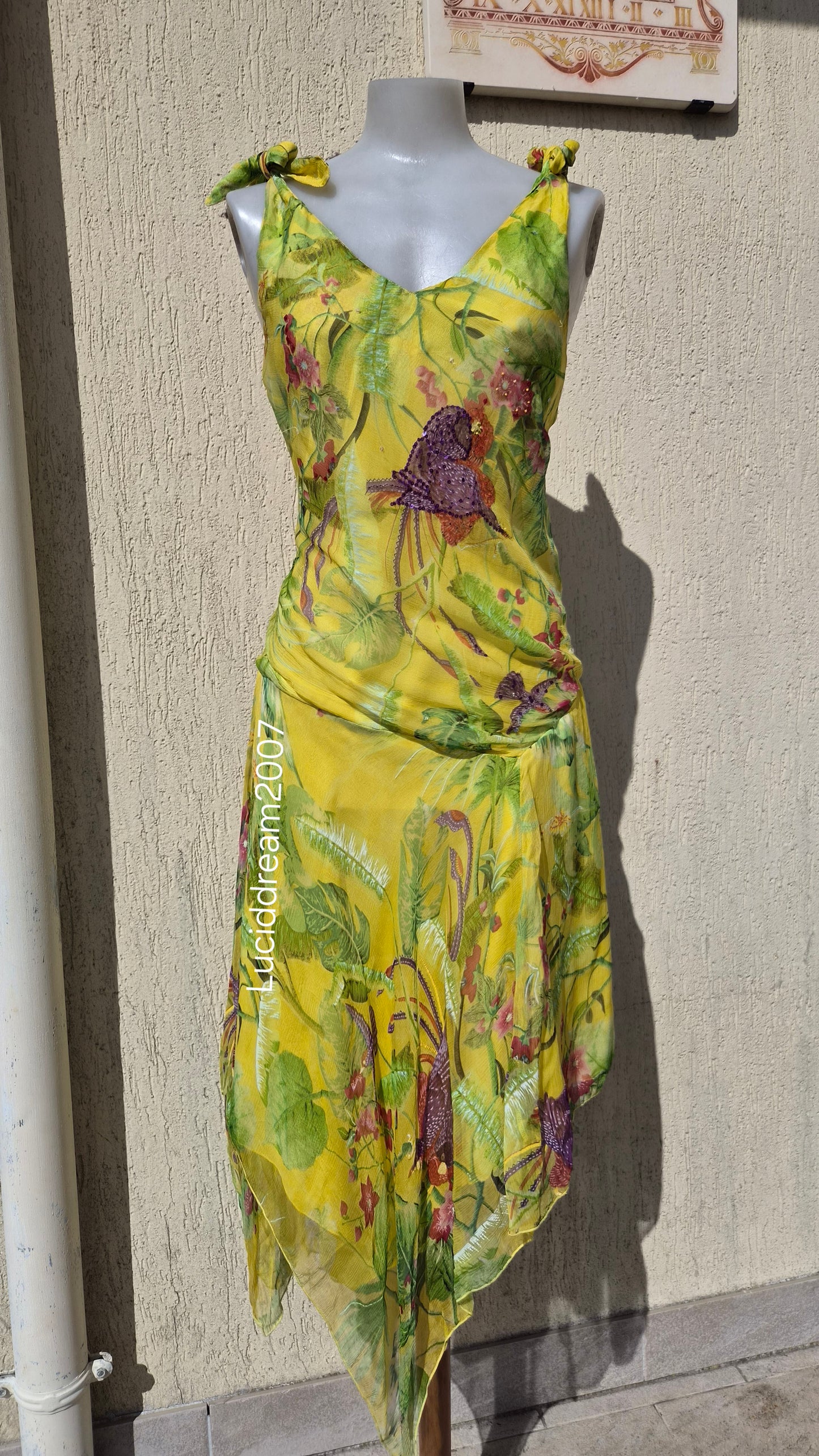 Robe en voile jaune René Derhy
