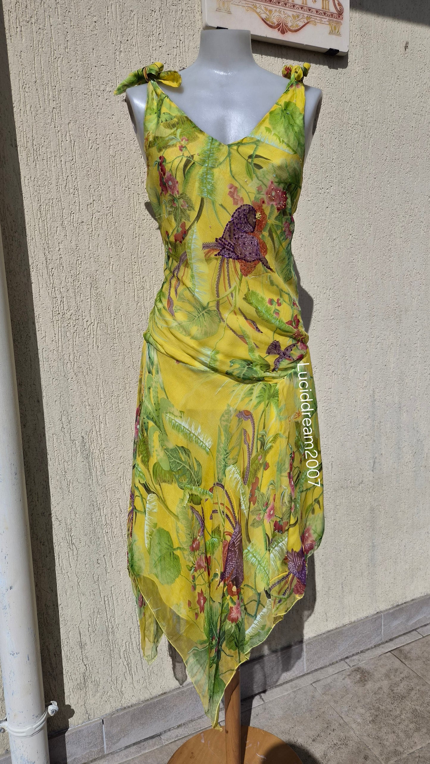 Robe en voile jaune René Derhy