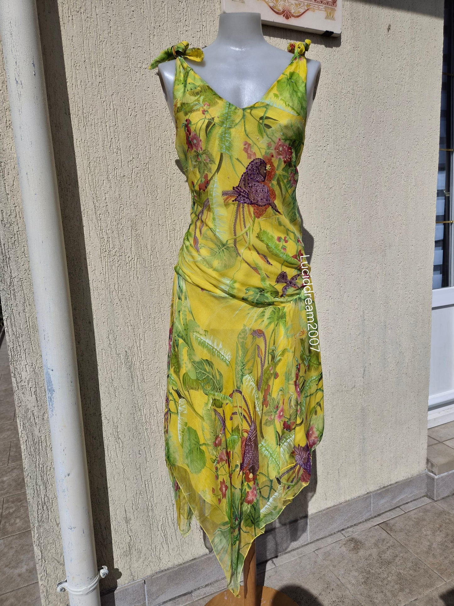 Robe en voile jaune René Derhy