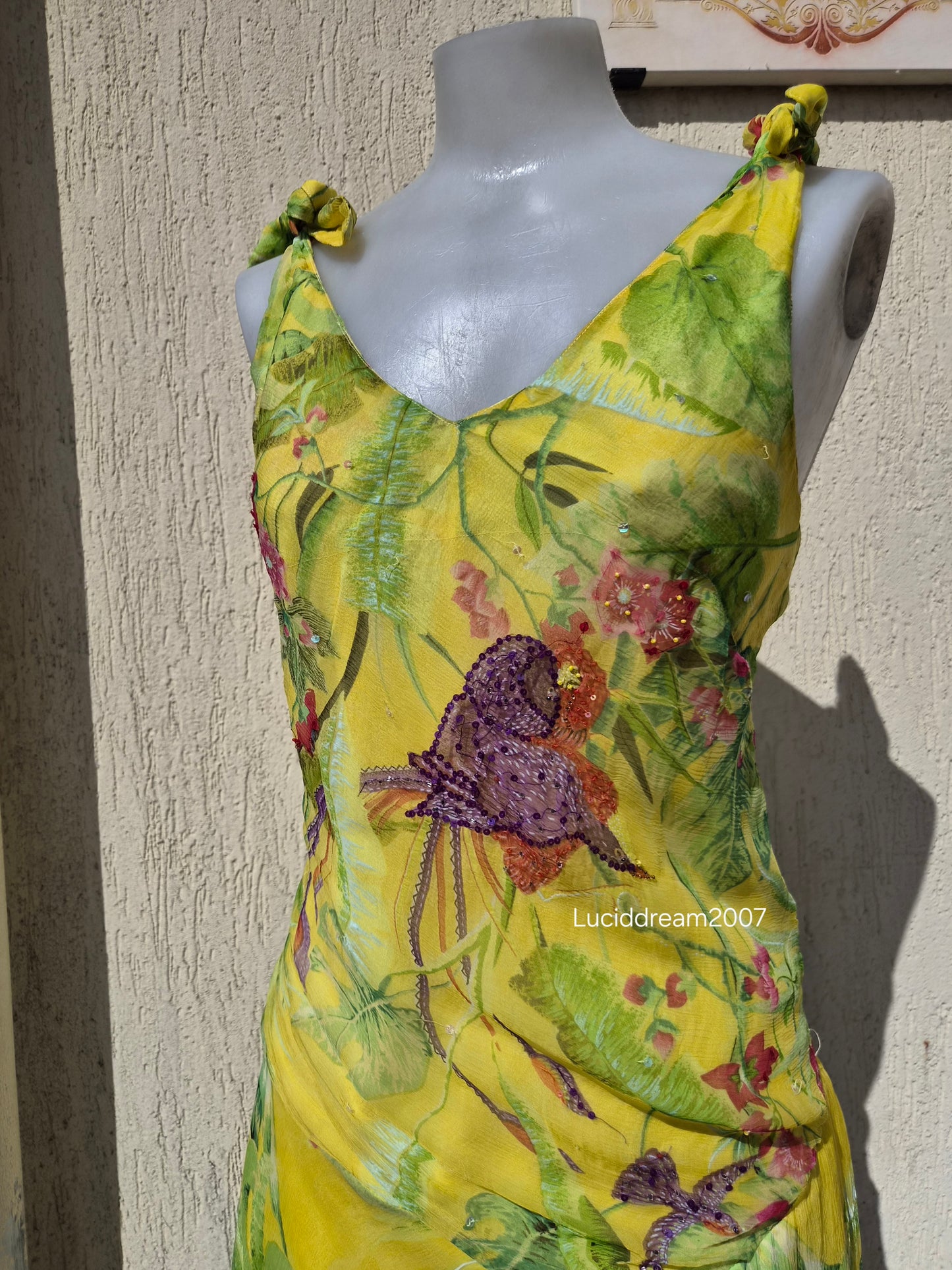 Robe en voile jaune René Derhy