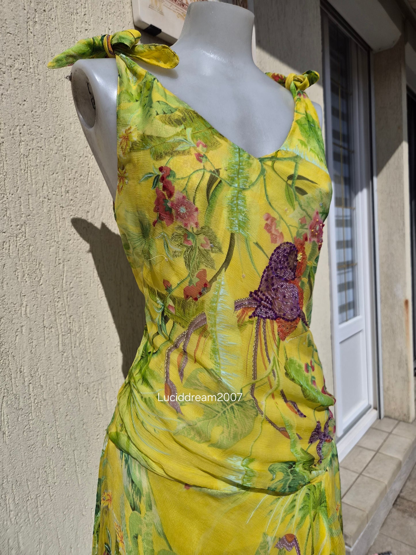 Robe en voile jaune René Derhy