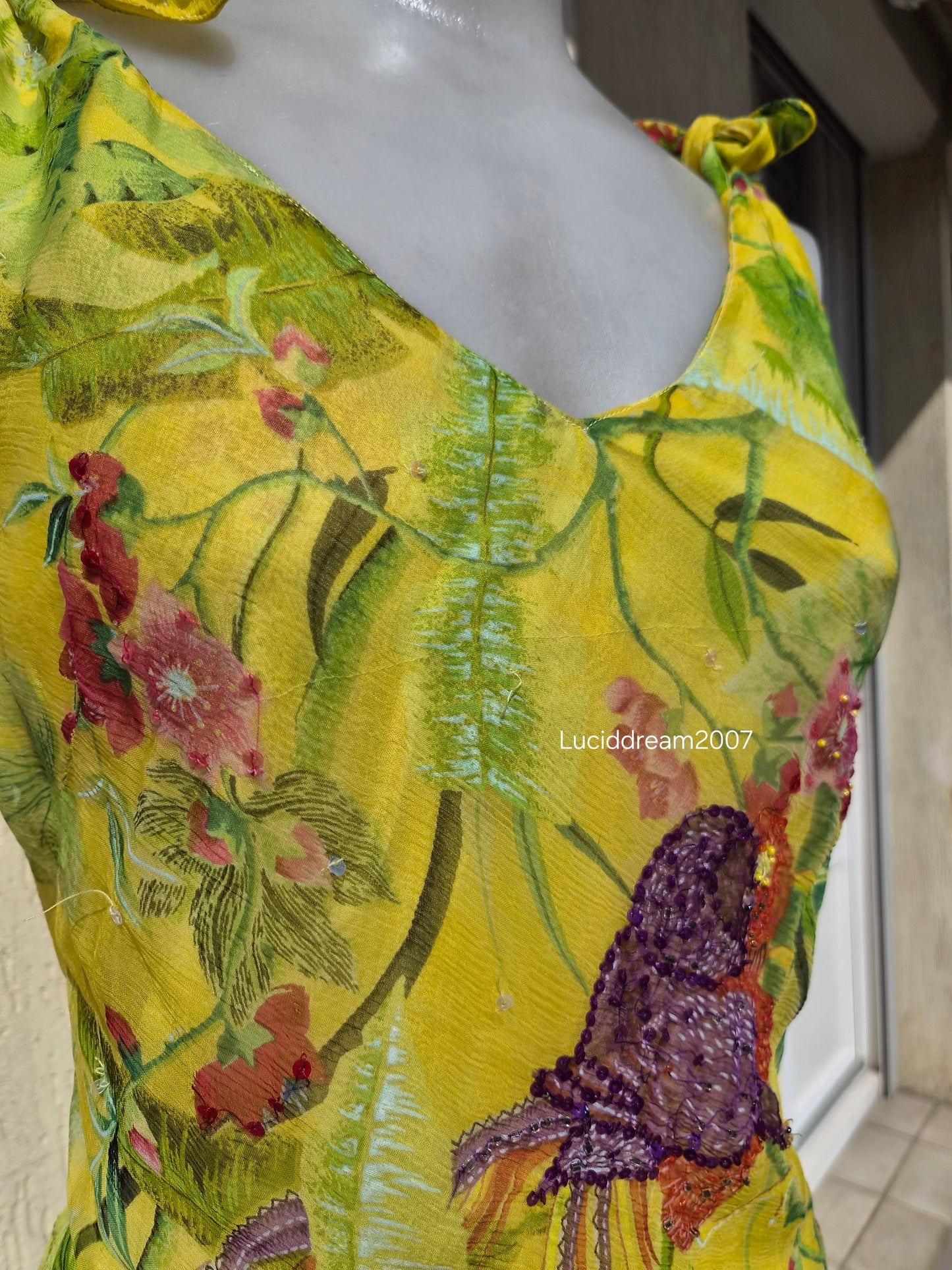 Robe en voile jaune René Derhy