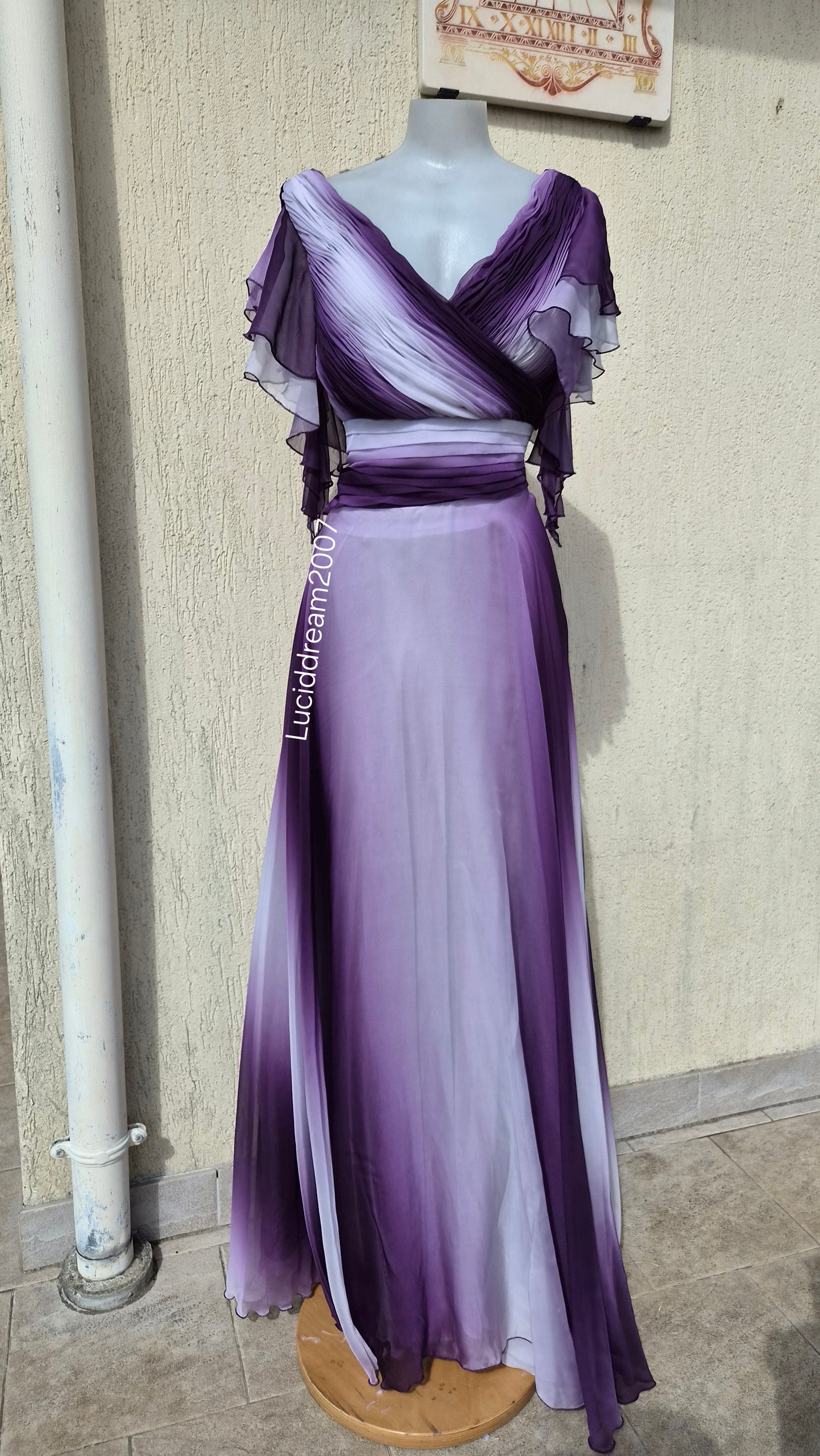 Purple ruffled voile dress