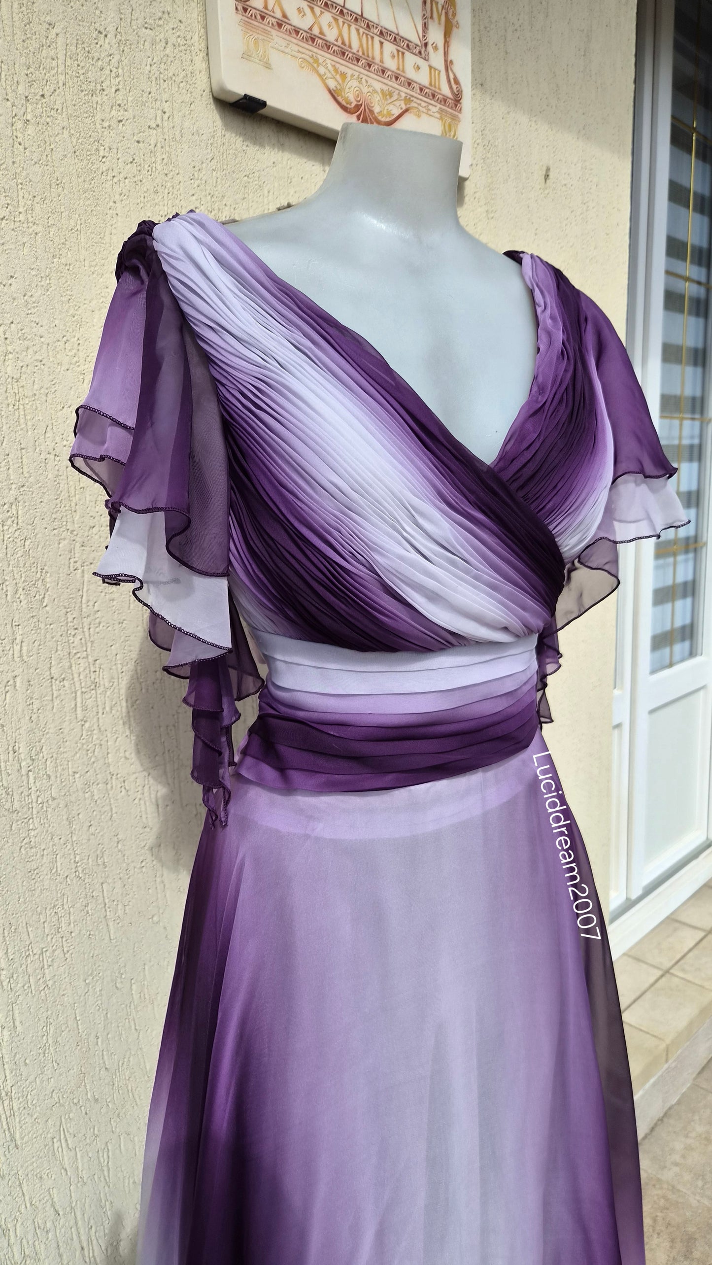 Purple ruffled voile dress