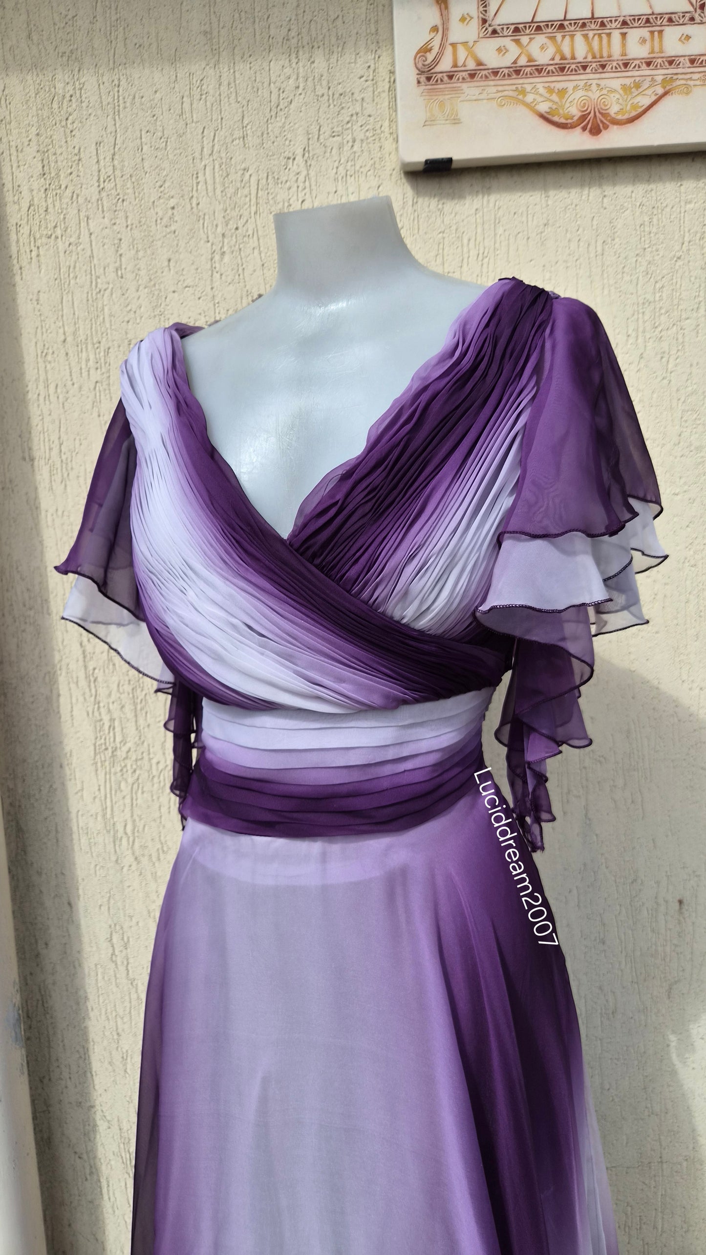 Purple ruffled voile dress
